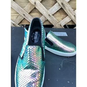 Michael KORS KEATON MK LOGO IRIDESCE WOMENS SKATE SNAKE SNEAKERS 6M/36M